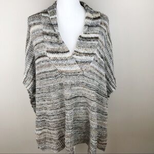 Lillian & Nicole Neutral Striped V-neck/Cowl Neck Pullover Sweater - Lg NEW